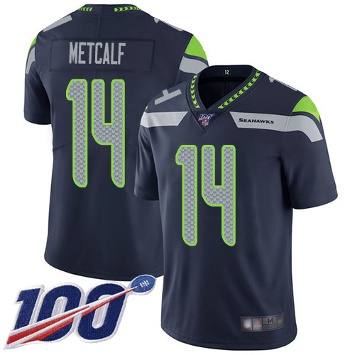 Seattle Seahawks Limited Navy Blue Men D.K. Metcalf Home Jersey NFL Football 14 100th Season Vapor Untouchable